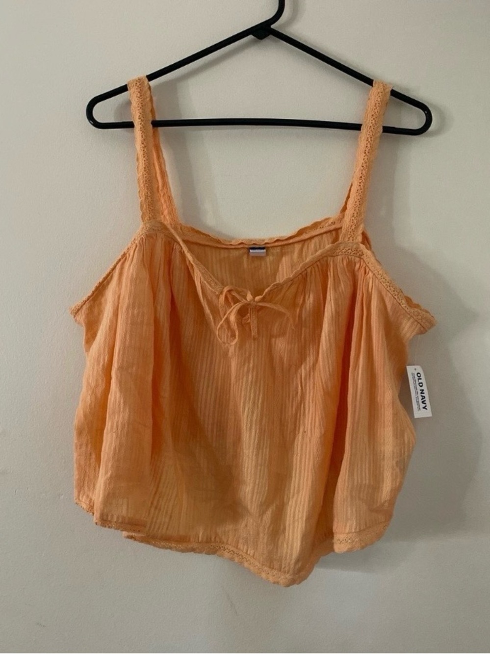 Old Navy Cotton Peach Lace-Trim Tie-Front Camisole Plus 2X